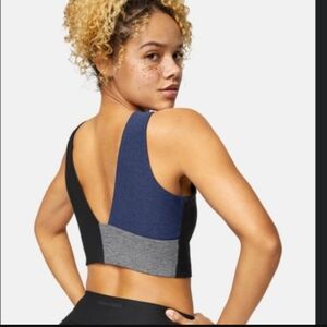 OUTDOOR VOICES Venus Crop Sports Bra Navy Blue and Graphite Gray